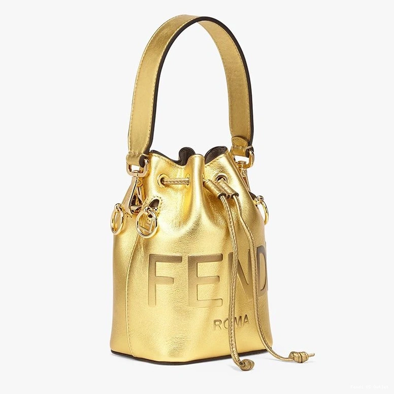 Affordable HOT Mini Tresor In Mon Bucket Gold Bag Leather Calf ROMA Fendi Logo 0726